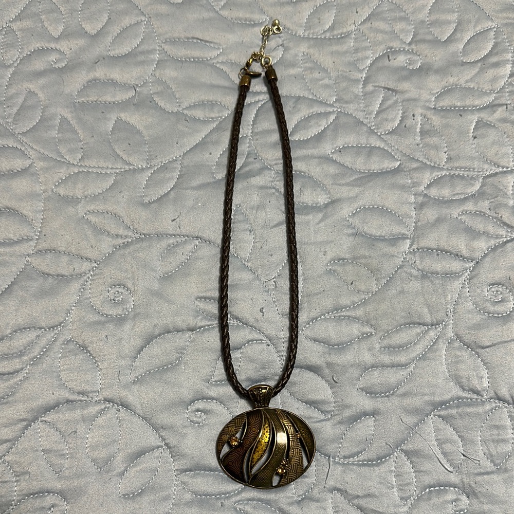Rustic Brown Pendant Necklace with Textured Design